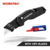 Couteaux WorkPro Pliage Utilitaire Couteau à changement rapide Lame de fil de fil de la lame intégrée Intégration de couteau de poche multifonctionnel avec des lames de 10 pcs