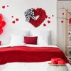 Decoratieve bloemen hart-thema muur hangende krans hartvormige Garland Valentijnsdag met zwarte witte bowknot voor raam