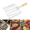 Tools Accessories Portable Stainless Steel Nonstick Grilling Basket BBQ Barbecue Tool Grill Mesh Net For Vegetable Steak Picnic3441237