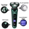 Green Smart Electric SHAVER LCD Digital Display Digital Display a tre tedi a tre teste rasoi USB USB ricaricabile ricaricabile multifunzione barba coltello 240411