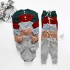 Kleidungssets geborene Jungen Jungen Mädchen Kleider Set Herbstknopf Nachtwäsche solide gerippte Langarm -Overallhosen 2pcs Outfits Anzug Pyjamas