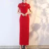 Etnik Giyim Bayanlar Cheongsam Elbise Dantel Patchwork ile Zarif Vintage Çin