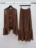 Work Dresses 2024 Spring/Summer Women's Wear Silk Blend Yarn Cape Top And Half Length Skirt Set 0424