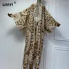 Kimono Beach Wear Women 2024 Vestido boho Cubierto Cardigan Estampado Impresión ABAYAS DUBAI Muslim de lujo