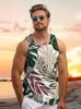 Herrtankstoppar Sommarsjön Travel Lös bekväm strandsemester Casual Top Hawaiian Style Vest Tropical Palm Print