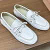 Casual schoenen Fashion Runway Office Lady Summer White Loafers damesronde teen band ondiepe mond platte bodem