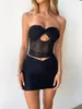 Sukienki robocze Kobiety Summer 2 -częściowa mini spódnica wyrzucona z pustej rurki Top BodyCon szydełka Krótki strój Y2K Beachwear