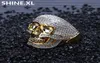 Hip Hop Ring Copper Gold Color Plated Iced Out Micro pavimentado Ring Skull Spany para homens Mulheres5144876