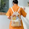 Ryggsäck ryggsäckar för kvinnor tjejskola resor transparent vattentät se genom bokväskor