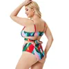 Damskie stroje kąpielowe Plus w rozmiarze 3 -częściowy zestaw bikini dla kobiet osobny strój kąpielowy z osłony BBW seksowny druk Summer 2024 Kąpiec Bather Kąpiec