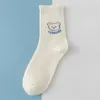 Women Socks Cartoon Cute Bear Blue Plaid For Girls Fashion Student Cotton Spring Summer Kawaii japanska koreanska gåvor