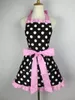 Cute Apron Retro Black Polka Dot Ruffle Side Vintage Cooking Aprons with Pockets for Women Girls 240429