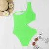 Swimwear féminin 2024 Sexy Neon Ribbed One Piece Mageur de maillot de bain Femme Bathing Feme