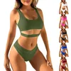 Женские купальники 2024 Sexy Strape Tape Swimsuit Женщины сплошной бикини с высокой талией Женский мягкий купальный костюм плавание пляжная одежда