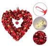 Fleurs décoratives Couronne du coeur en forme de guiron brillant Rouge pour la Saint-Valentin pour la porte d'entrée Proposition de mariage Party anniversaire décor mural