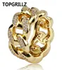 Topgrillz Cuban Link Chain Ring Anello Men39s Hip Hop Gold Color Ies out Out Cubic Zircon Jewelry Anelli 7 8 9 10 11 Five Size2205746