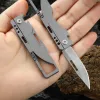 Knife Titaniumlegierung Geschenk Klappmesser mit Schlüsselring -Taschenmesser Überleben EDC -Werkzeug Selbstverteidigung für Männer Frauen schnallen hängende Geräte