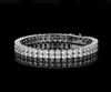 14K Gold Silver Plated 2 Row Tennis Bracelet 4mm Zircon Lab Diamond Hip Hop Jewelry Iced Necklace 7inch 8inch5516520