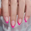 24st French False Nails Almond Fake with Lim Press On White Edge Design Wearable Simple Ins Pink Stiletto Nail Tips 240430