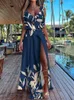 Werk jurken lange rok en vest print tweedelige set casual dames feestclub matching suit dames vakantie strand sexy holle out