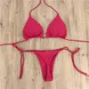 2pcs Summer Femmes Bikini Set Tie latérale Sexy Sweet Bandage Style Brésilien Swimwear Color Couleur de baignade Saisie 240426