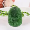 Hangende kettingen Charm Groene steen handgesneden Dragon Jade ketting Geel kristal Chinese amulet dames man Lucky Jewelry Cadeau