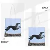 Shopping Bags Custom Greyhound Jumping Canvas Women Portable Groceries Whippet Sihthound Dog Shopper Tote