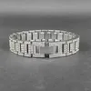 Link Armbanden Hip Hop Style Alloy 14mm Rough Set Zirkoon Watch Chain Cuban Bracelet For Girlfriend Birthday Christmas Gifts