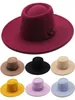 Stingy Brim Hats 2021 Fedora Hat Men Women Imitation Woolen Winter Felt Fashion Black Top Jazz Fedoras Chapeau Sombrero Mujer7472094