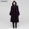 Frauenjacken Punk Rave Gothic wunderschöne Samt warme Mantel Symmetrische Schulter -Aufkleber Dekoration Lila Frauen Kleidung Winter