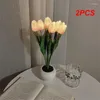Tafellampen 2 stks tulpenlamp batterij beheerd draagbaar nachtlamp simulatie bloem bedbedje cadeau voor slaapkamer kantoorcafé decor