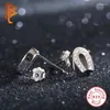Orecchini per borchie Belawang Women Studs Oreges Ganch 925 Sterling Sterling Clear White CZ CZ Paved Pins ipoallergenico BOUCLES