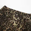 Calça feminina 2024 Mulheres estampas de leopardo Material de algodão causal Canda alta perna larga calças de perna larga