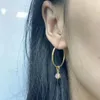 Hoop Earrings S925 Silver Pink Natural Opal Ear Ring Classic All-match