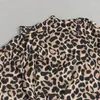 Casual Dresses 2024 Women's Leopard Pattern Dress Standing Neck Long Sleeve Slim Fit Ruffle Edge Asymmetric Evening Party Vestidos