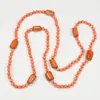 Hanger Kettingen GG 50'' Lange Oranje Koraal Tak Strass CZ Verharde Spacer Gems Kralen Ronde Ketting Handgemaakte Vrouwen Geschenken