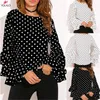 Damskie bluzki volloi polka kropka blusas koszulki wiosna moda o szyja bluzka z długim rękawem feminas swobodne topy 4xl 5xl koszula