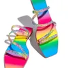 Pantofole 2024 Modelli esplosioni estive Rhinestone Rainbow Women Sandals Bellissima Female Shoe Beach Shoes Fashion Fashion Fashion