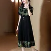 Party Dresses Fashion Pleated High-end Plaid Dress 2024 Summer Ladies Stitching Slim Loose Casual Temperament Long Skirt Female Tide