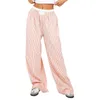 Women's Pants Y2K Striped Wide Leg Lounge Women Pinstripe Loose Fit High Waist Pajama Bottoms Gingham Going Out Streetwear