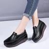 Casual Shoes Moccasins Plus Size Women's Genuine Leather Platform Shake Wedge Slip-on Height Increasing