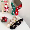 Dames sokken 1 paar schattige kerstcartoon grappige eland sneeuwman kerstman geprint sox voor meisjes jongens ademende casual sok