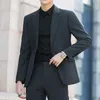 S-6xl Mens Business Casual Suit Corée de style coréen Trendy Slim Fit 2 Pieds Solid Color Blazer Pant