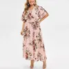Moda Plus Size 3xl 4xl 5xl Kobiet Dress Floral Szyfonowy Flower Bohemian Beach Letni sukienki Urban Gypsy Ropa Vestidos 240426