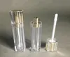 Tubos de luxo de luxo inteiro Contêiner de embalagem de plástico 8 ml de ouro quadrado quadrado tubo de brilho líquido transparente tubos vazios