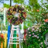 Fleurs décoratives couronnes d'été printemps pour la ferme de porte d'entrée couronne de mode florale avec des fleurs sauvages colorées extérieures décor