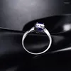 Cluster Rings LANMI Solid 18Kt White Gold Natural Tanzanite Wedding Ring Sparkly Diamond Gemstone Jewelry For Women