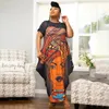 Robes de fête xl-4xl plus taille 2024 African Summer Women Clothing Fashion imprimé à manches courtes irrégulières tenue décontractée en gros