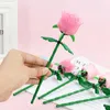 Flores decorativas Creative Romantic Romantic Bouquet Block Block Flower Blocks Rose Blocks Decoração de casa Assemble Toy Kids Girl Gifts