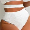 Dames zwemkleding bikini zwempak hoge taille split body streep zwempak stevige kleur sexy dames zomer vrouwen set outfits